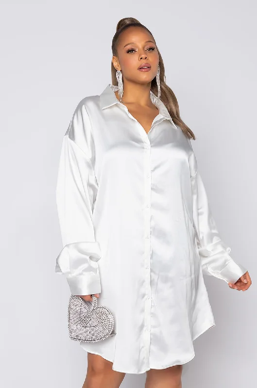 PLUS WAVY LIL BIH CORSET BUTTON UP MINI DRESS WHITE Stylish Plaid Mini Dress