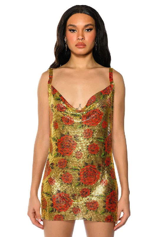 ROMANCE CHAINMAIL MINI DRESS Elegant Tulle Mini Dress