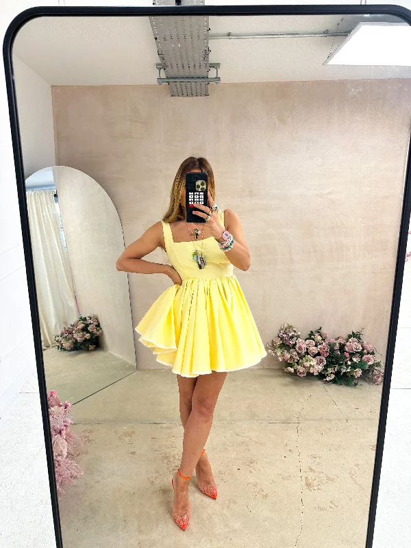 Sabrina Mini Dress In Lemon Cozy Ribbed Mini Dress