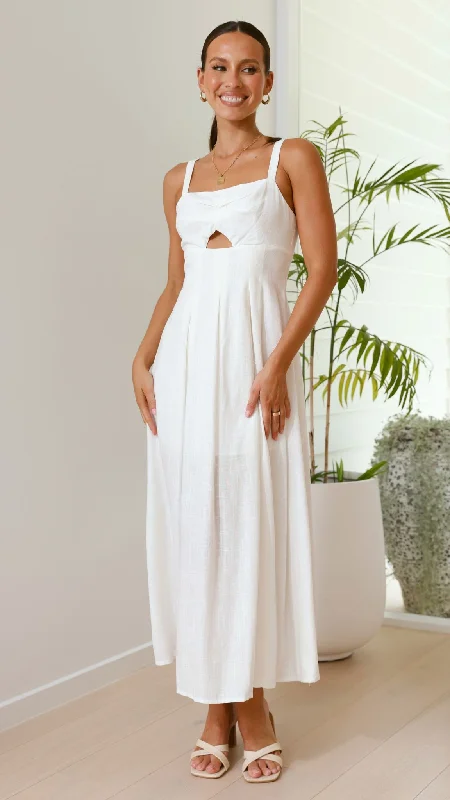 Shaylee Maxi Dress - White Elegant Maxi Dress with Lace