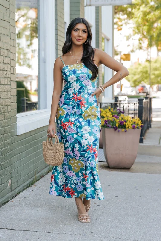 Silky Green Floral Maxi Dress - FINAL SALE Fashionable Layered Maxi Dress