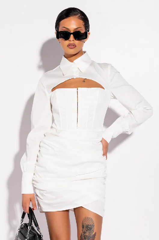 SLAY DAY MINI DRESS WITH CORSET TOP Cozy Cowl Neck Mini Dress