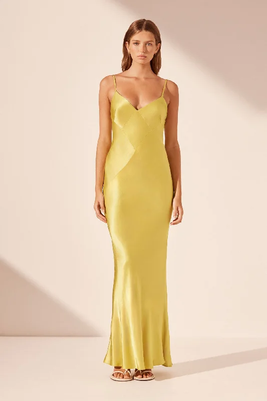 SOFIA SPLICED MAXI DRESS - LIME Stylish Boho Chic Maxi Dress