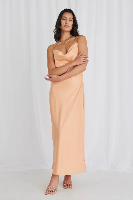 Sovereign Melon Satin Strappy Maxi Dress Classic Tulle Maxi Dress