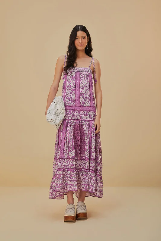 Lilac Sweet Garden Sleeveless Maxi Dress Chic Summer Floral Maxi Dress