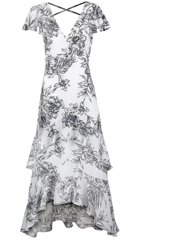 Womens Metallic Floral Maxi Dress Cozy Longline Maxi Dress