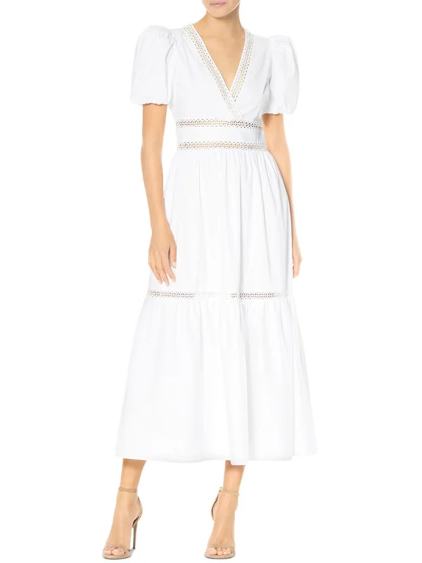 Womens Poplin Short Sleeves Maxi Dress Fashionable Halter Neck Maxi Dress