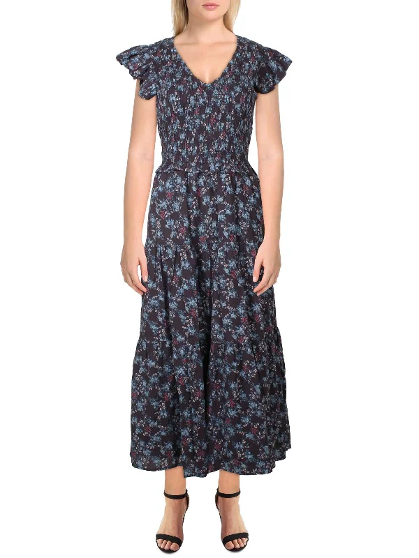 Womens Ruffled Long Maxi Dress Chic Button-Up Maxi Dress