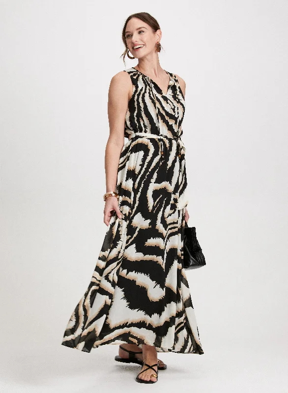 Zebra-Print Maxi Dress Classic Solid Maxi Dress