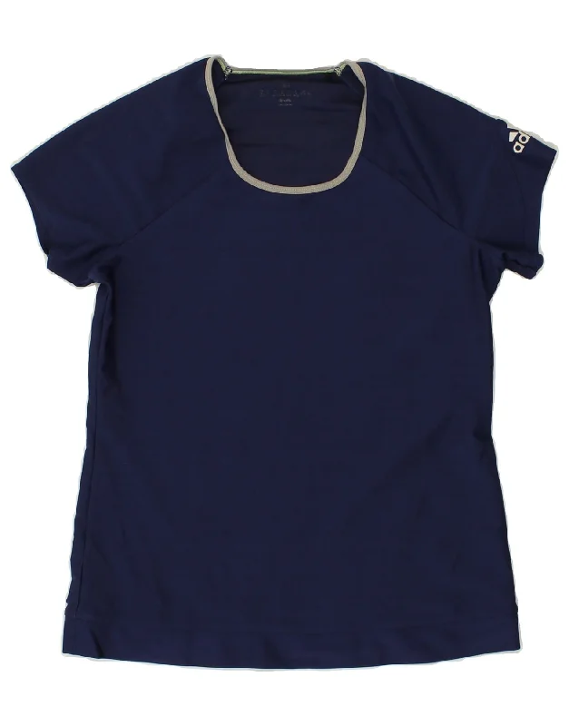 ADIDAS Womens T-Shirt Top EU 38/40 Medium Navy Blue Polyester Mesh Canvas Denim