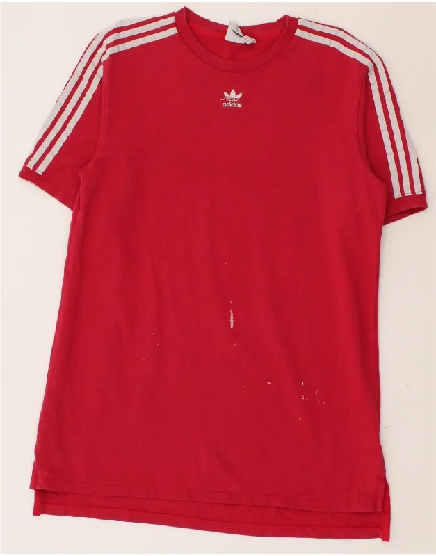 ADIDAS Womens T-Shirt Top UK 10 Small Pink Cotton Notch Collar Peter Pan Collar Cowl Neck