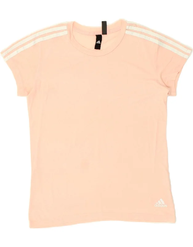 ADIDAS Womens T-Shirt Top UK 12/14 Medium Beige Chenille Blend Fleece Blend Nylon Blend