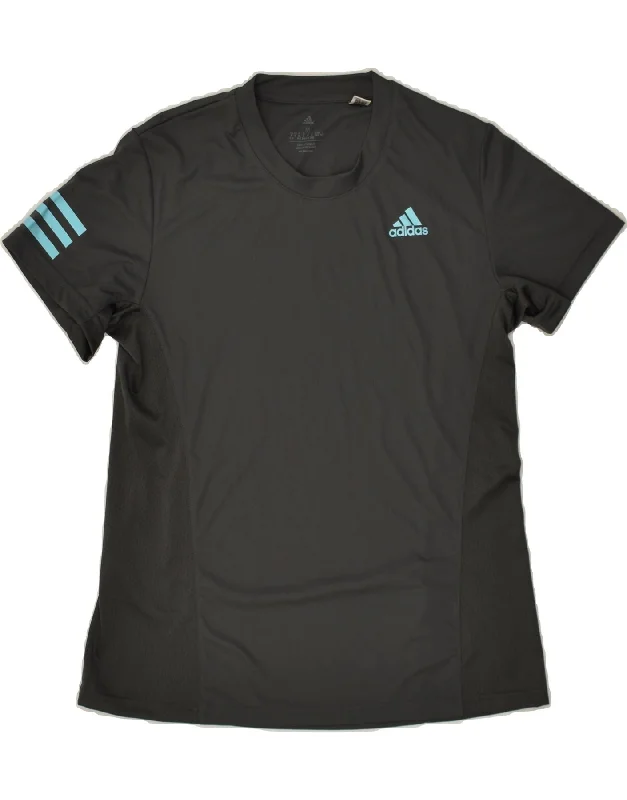 ADIDAS Womens T-Shirt Top UK 12/14 Medium Grey Polyester Denim Fabric Leather Fabric Suede Fabric