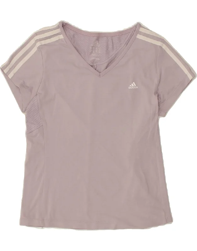 ADIDAS Womens T-Shirt Top UK 12 Medium Purple Polyamide Fleece Nylon Spandex