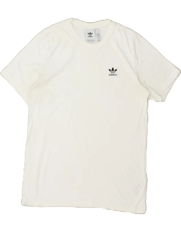 ADIDAS Womens T-Shirt Top UK 12 Medium White Cotton Spandex Blend Rayon Blend Denim Blend