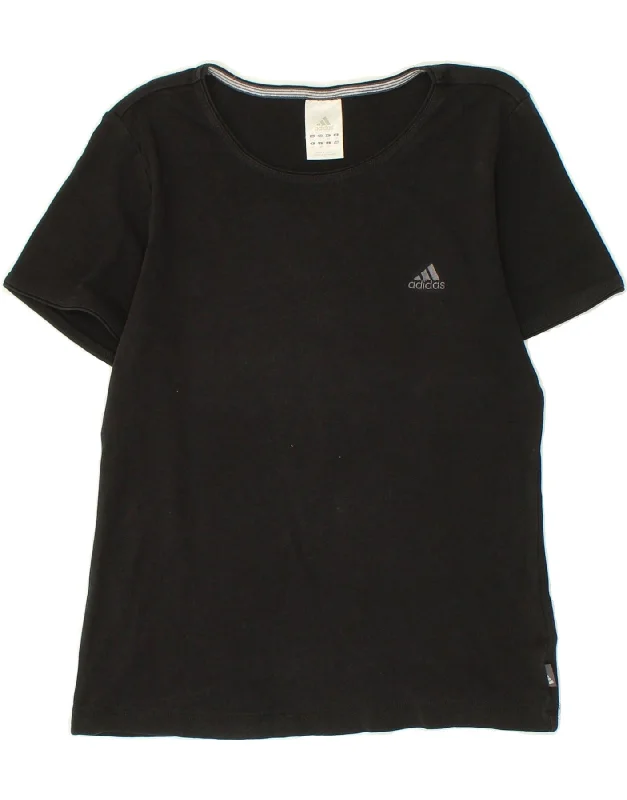 ADIDAS Womens T-Shirt Top UK 16 Large  Black Cotton Spandex Blend Rayon Blend Denim Blend