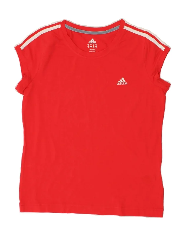 ADIDAS Womens T-Shirt Top UK 18 XL Red Cotton Front Pockets Side Pockets Patch Pockets