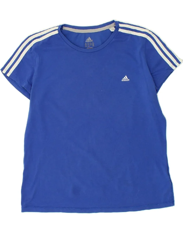 ADIDAS Womens T-Shirt Top UK 20/22 XL Blue Cotton Satin Fabric Silk Fabric Chiffon Fabric