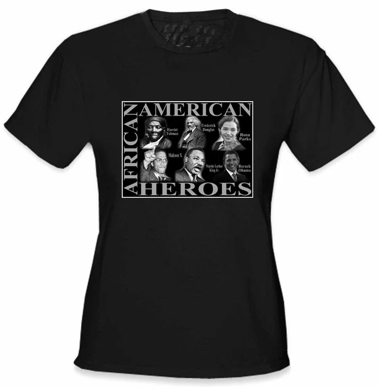 African American Heroes Girl's T-Shirt Fashionable Trendy Casual
