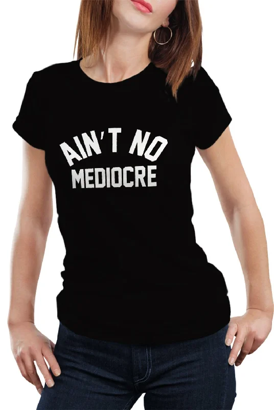 "Ain't" No Mediocre Girl's T-Shirt Striped Floral Plaid
