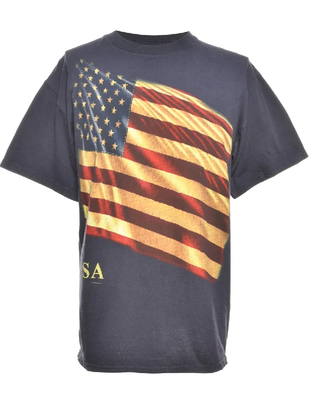 America Flag Design Tultex Printed T-shirt - L Modern Contemporary Chic