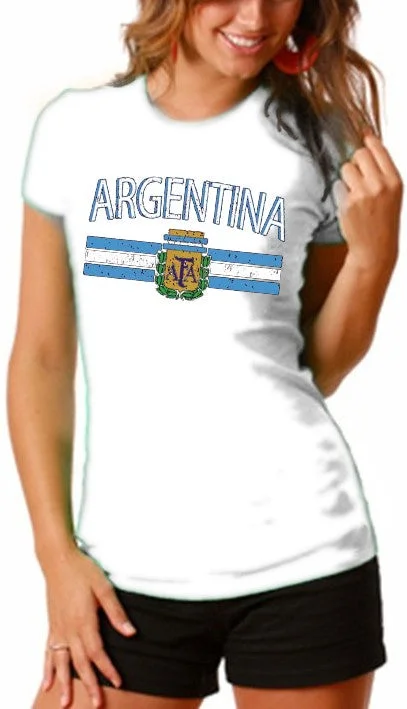 Argentina Vintage Flag International Girls T-Shirt Cotton Fabric Linen Fabric Terry Fabric