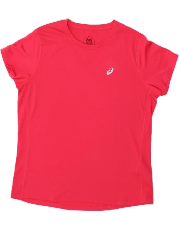 ASICS Womens T-Shirt Top UK 16 Large Red Polyester Faux Fur Fabric Real Fur Fabric Shearling Fabric