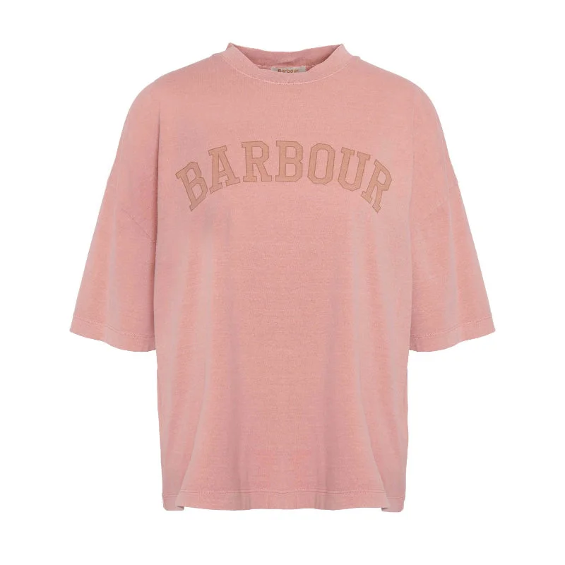 Barbour Elisha Ladies T-Shirt - Mahogany Rose V-Neck T-Shirt Long Sleeve Cotton