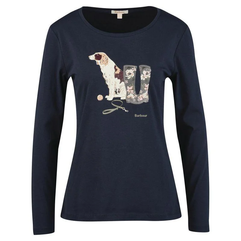 Barbour Hedley Ladies Long Sleeve Tee - Navy Iron Safe Non-Iron Wrinkle Free