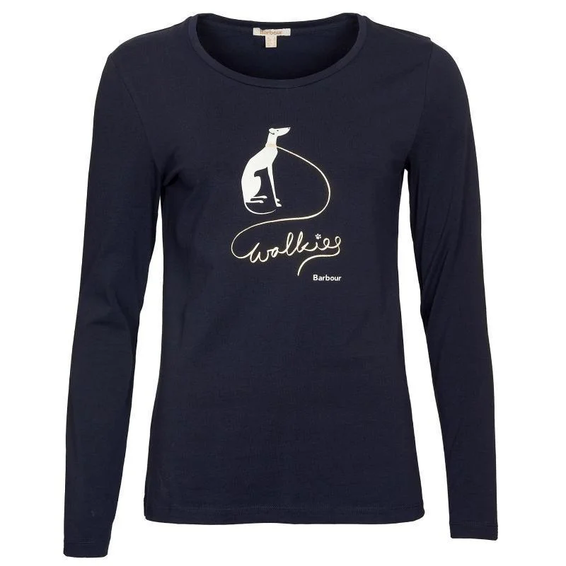 Barbour Homeswood Ladies Long Sleeve Tee - Navy Terry Blend Velvet Blend Canvas Blend