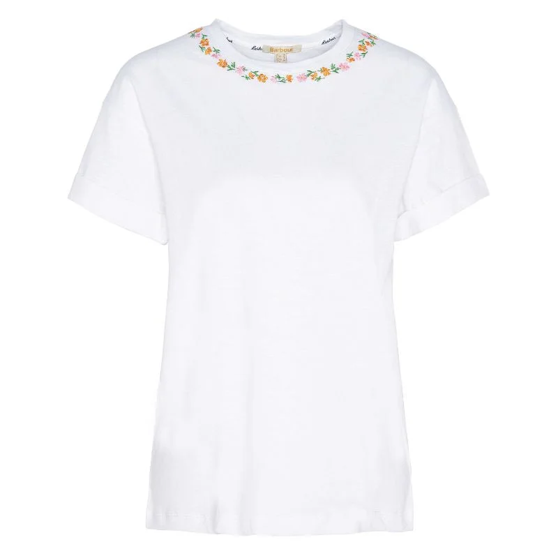 Barbour Longfield Ladies T-Shirt - White Chenille Blend Fleece Blend Nylon Blend