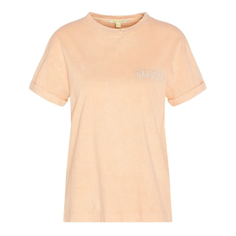 Barbour Sandgate Ladies T-Shirt - Soft Apricot Lace Blend Ribbed Blend Corduroy Blend