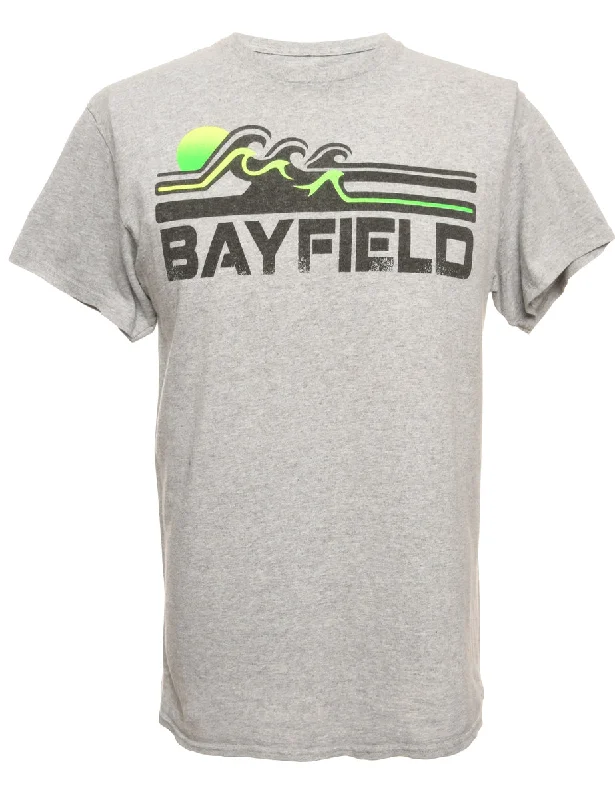 Bayfield Printed Grey T-shirt - L Polka Dot Checkered Tartan