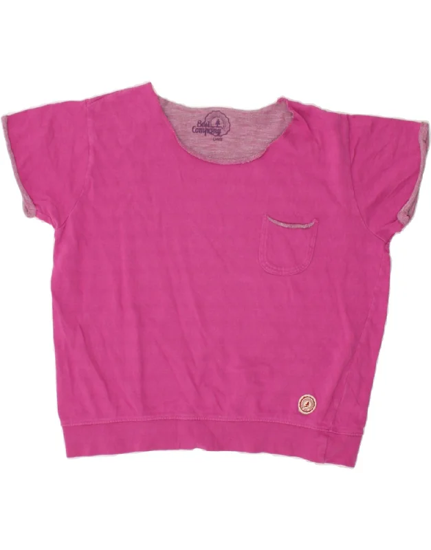 BEST COMPANY Womens T-Shirt Top UK 16 Large Pink Cotton Silk Blend Satin Velvet