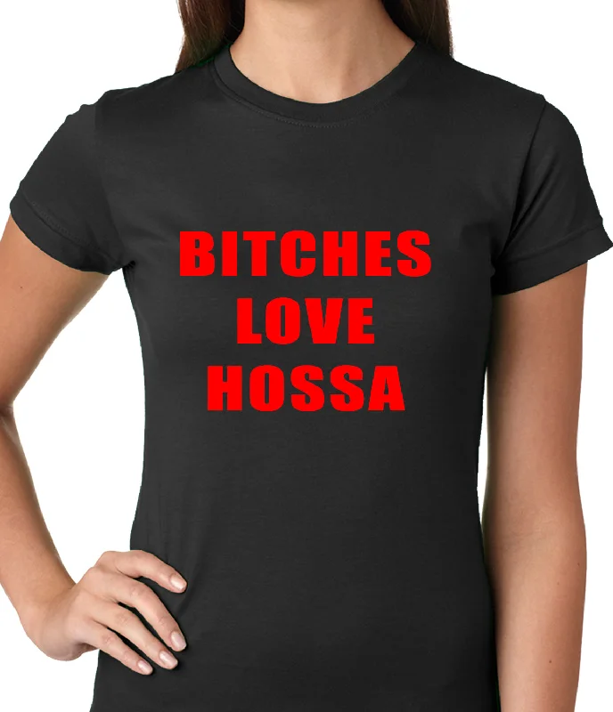 Bitches Love Hossa Chicago Hockey Ladies T-shirt Chenille Blend Fleece Blend Nylon Blend