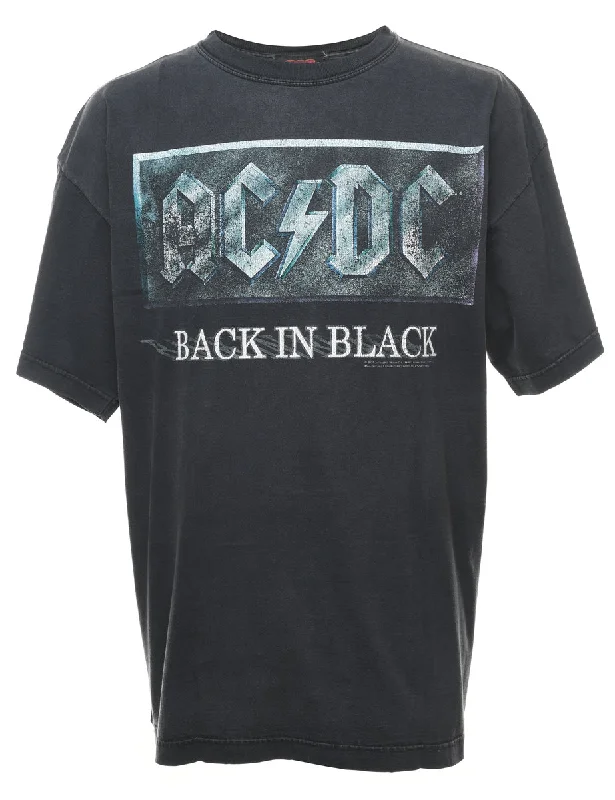 Black AC/DC Band T-shirt - XL Silk Blend Satin Velvet