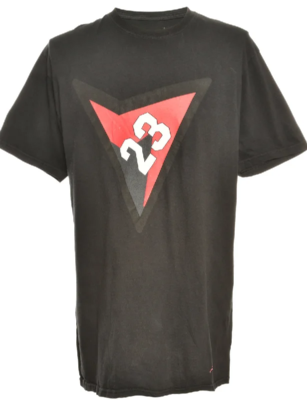 Black Air Jordan Printed T-shirt - L Zippered Front Buttoned Front Snap Front