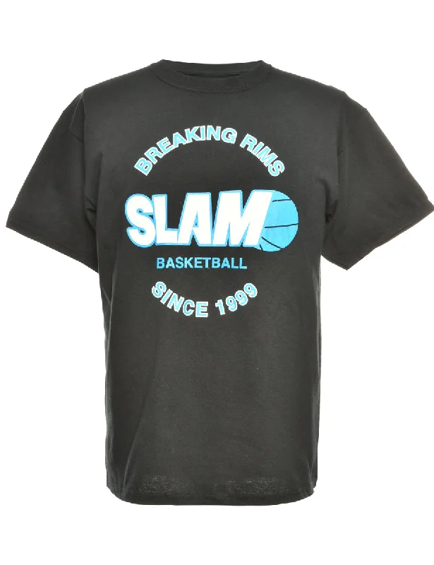 Black & Blue Basketball Design T-Shirt - L Cotton Fabric Linen Fabric Terry Fabric