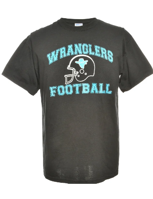 Black & Light Blue Football Gildan Sports T-shirt - M Terry Blend Velvet Blend Canvas Blend
