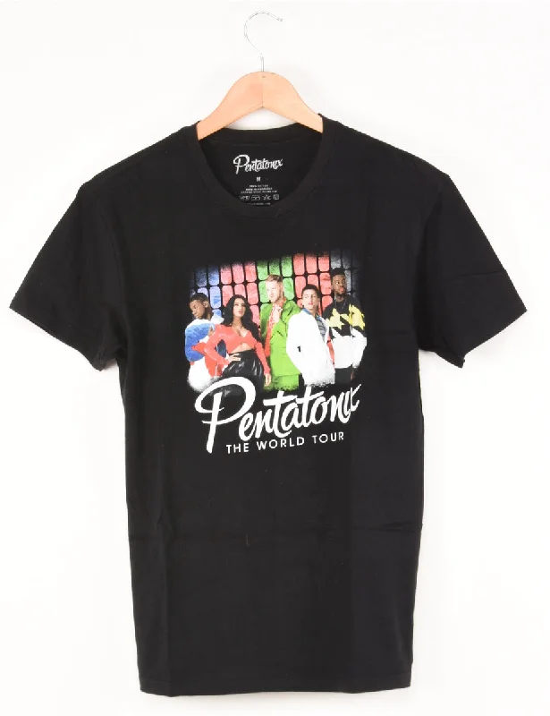 Black Pentatonix Band T-shirt - M Solid Print Embellished