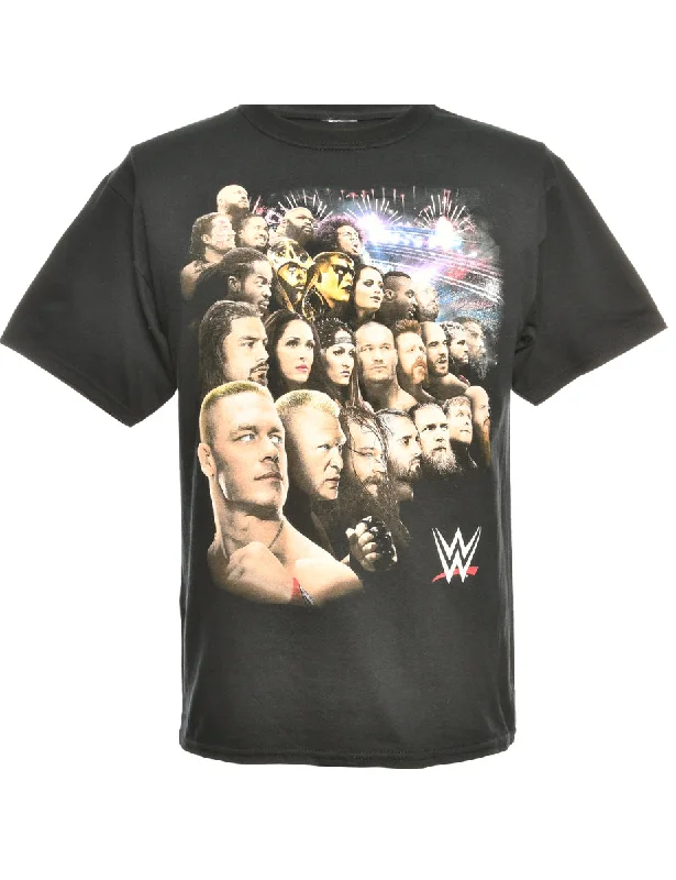 Black WWE Printed T-shirt - L Jersey Fabric Tulle Fabric Batik Fabric