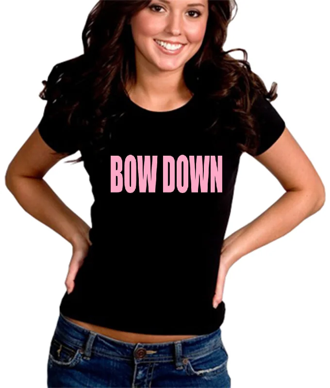 BOW DOWN Girls T-Shirt Zippered Front Buttoned Front Snap Front