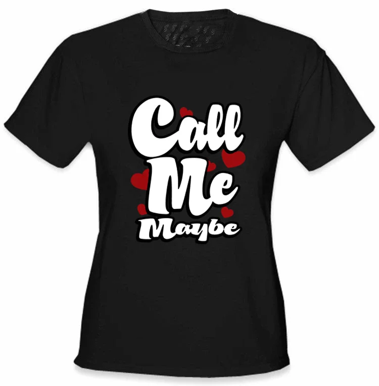 Call Me Maybe Girl's T-Shirt Front Pockets Side Pockets Patch Pockets
