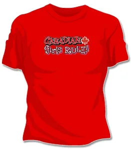 Canadian Girls Rule Girls T-Shirt Collared Crew Neck Turtle Neck