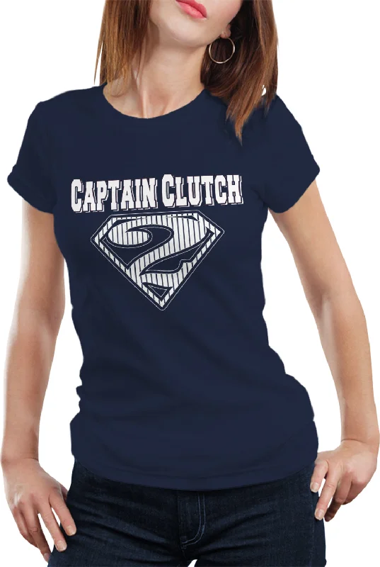 Captain Clutch #2 Pinstripe Baseball Girl's T-Shirt Print Jacquard Patchwork