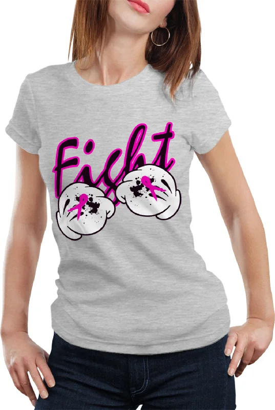 Cartoon Hands Fight Breast Cancer Girls T-shirt Layered Multi-layer Single Layer