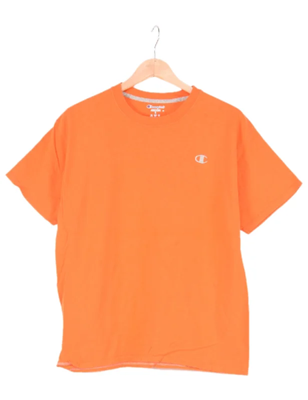Champion Plain Orange T-shirt - L Cashmere Blend Cotton Blend Poly Blend