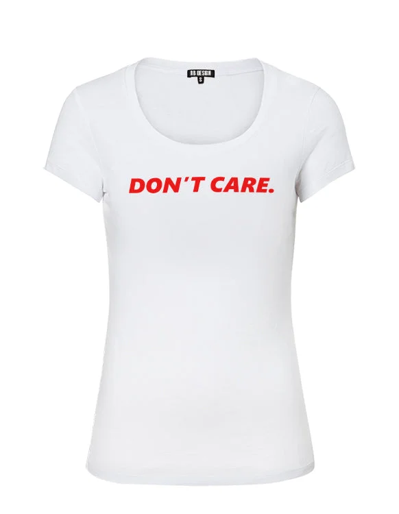 Women's T-shirt With Sayings "Don't Care" WTD25 Rayon Fabric Velvet Fabric Corduroy Fabric