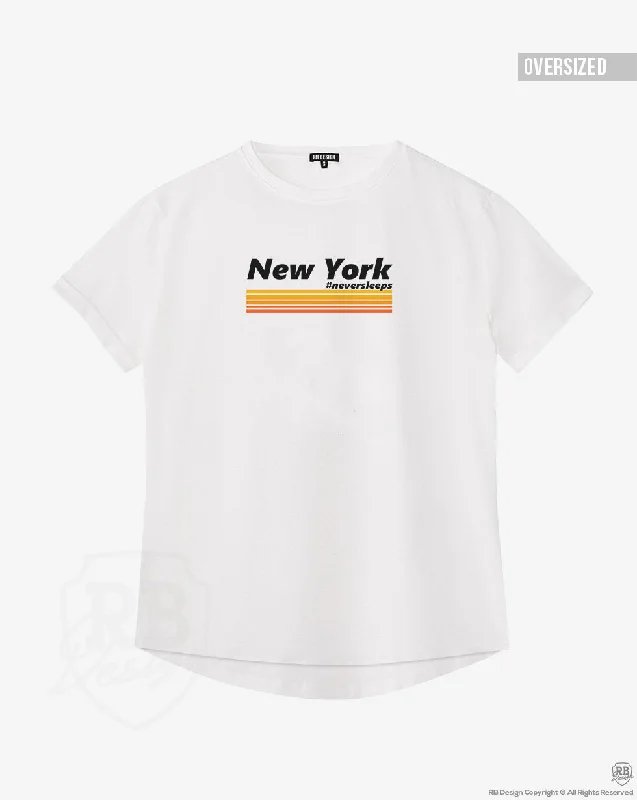 Women's Designer T-shirt With Sayings "New York" WTD28 Chenille Blend Fleece Blend Nylon Blend