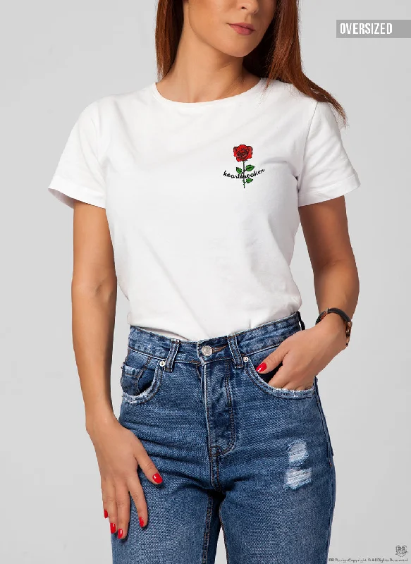 Trendy Women's T-shirt "Heart Breaker" WTD383 Mesh Blend Leather Blend Suede Blend